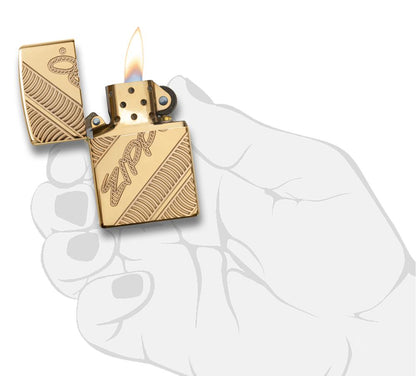 High Polish Brass Coiled Zippo