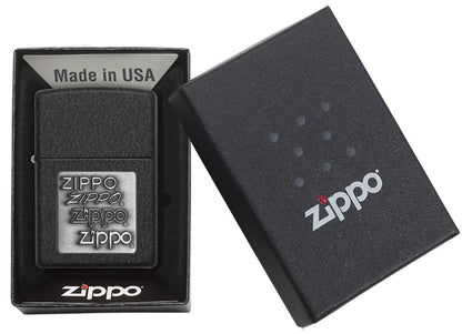 Black Crackle Bronze Logo Zippo