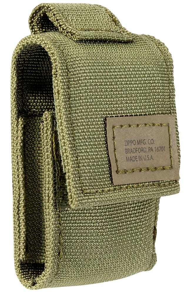 Black Crackle Zippo with Green Tactical Pouch Gift Set