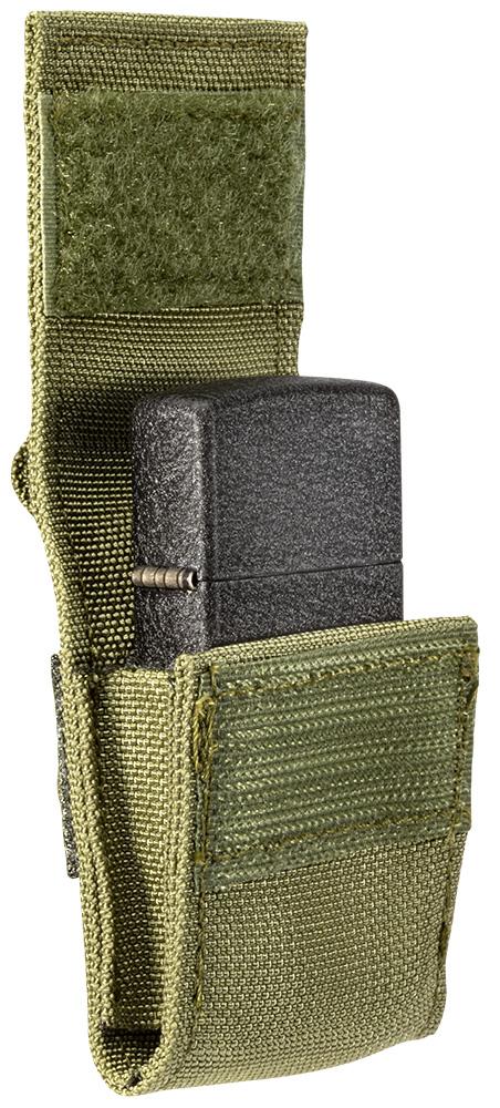 Black Crackle Zippo with Green Tactical Pouch Gift Set