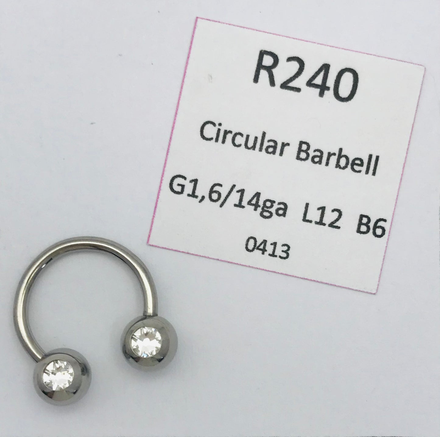 Surgical Stainless Steel Crystal Circular Barbell [0413]