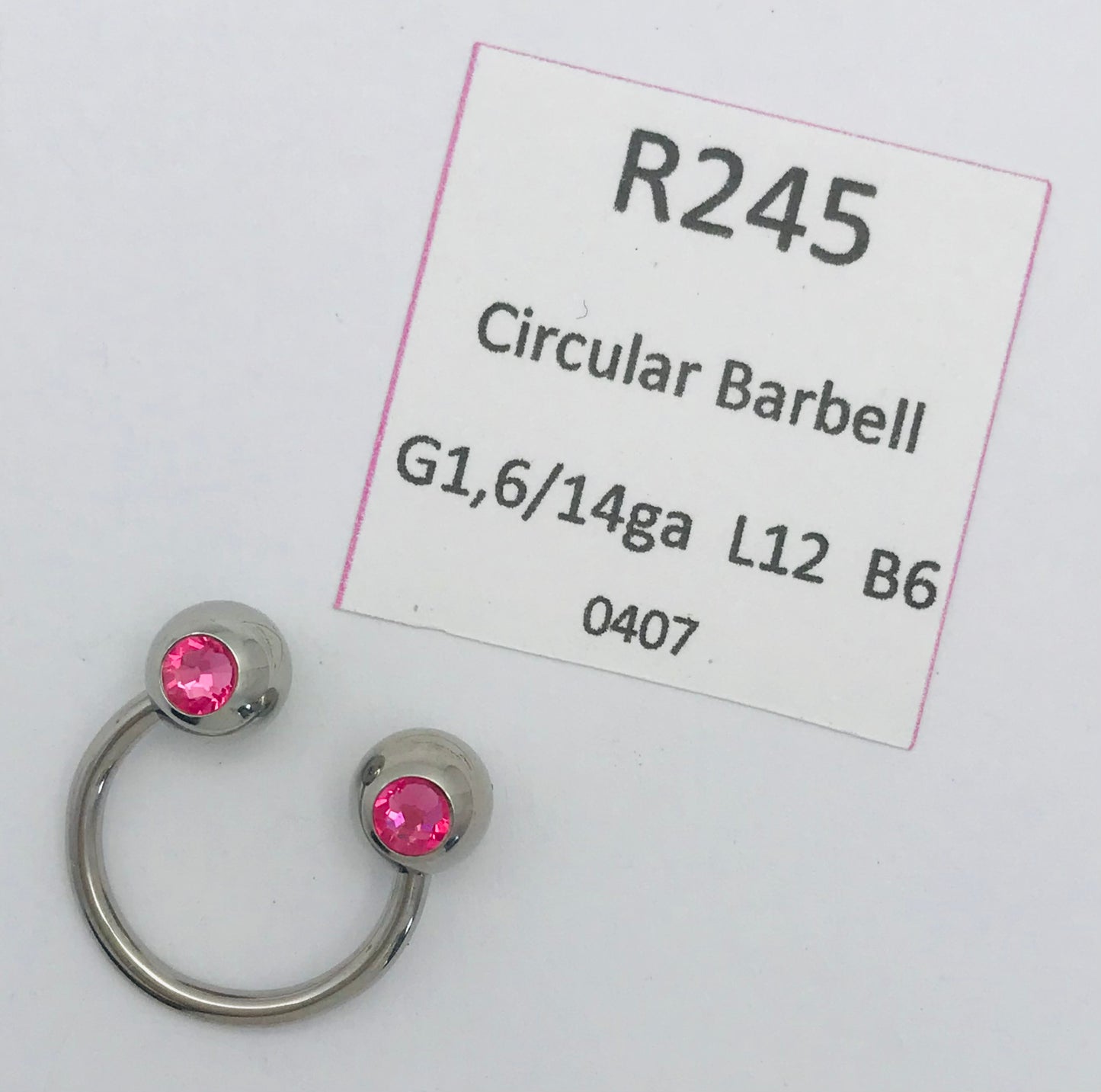 Surgical Stainless Steel Pink Crystal Circular Barbell [0407]