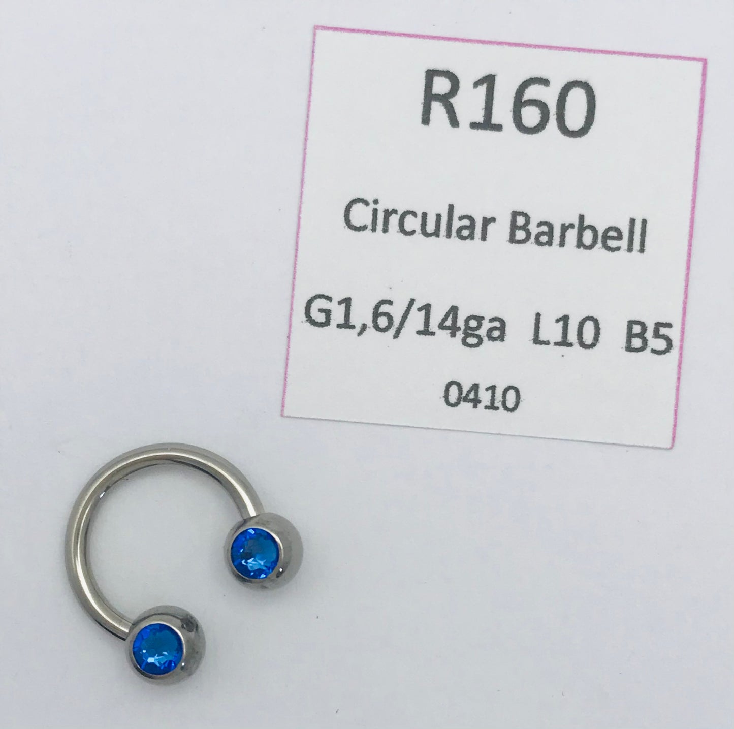 Surgical Stainless Steel Blue Crystal Circular Barbell [0410]