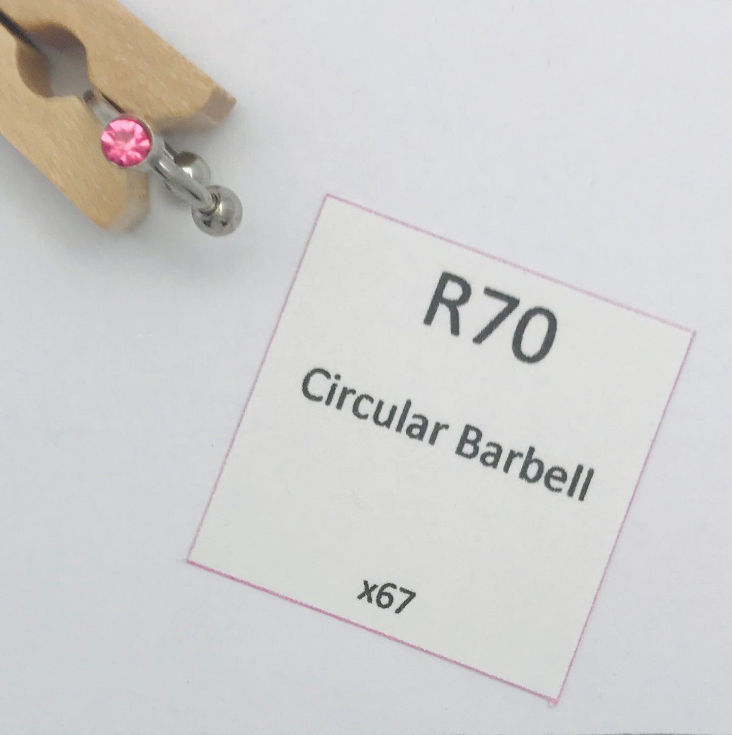 Surgical Stainless Steel Pink Crystal Circular Barbell [x67]